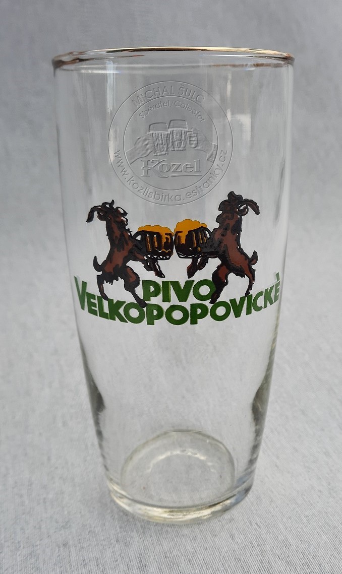 S01015 0,3L Bez cejchu, hnědí kozlové, leský tisk, více černé, vyšší sklenice