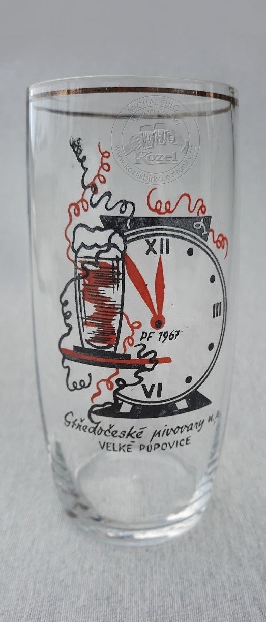S00261 0,3L Silvestrovský special 1967l, lehce hraněná luxusní sklenice, broušený cejch