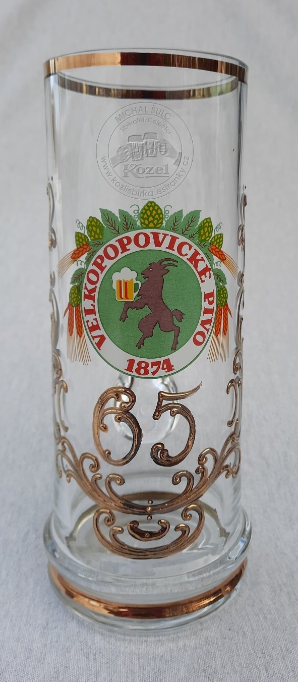 S00404 0,5L Sklenice k 65. výročí Kozla, ušák, bez cejchu